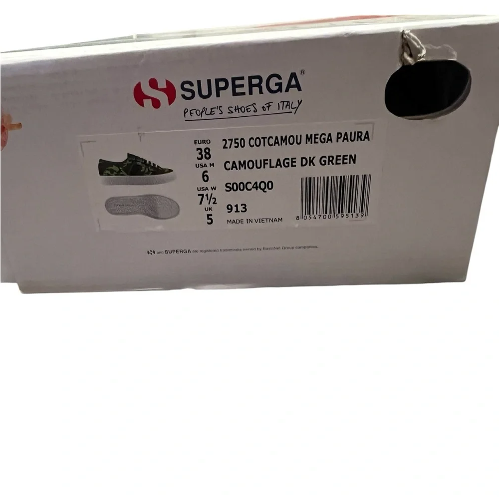 NIB Superga Women's Size 7 1/2 Camo Dark Green‎ Sneaker 2750 Cotcamou Mega Paura